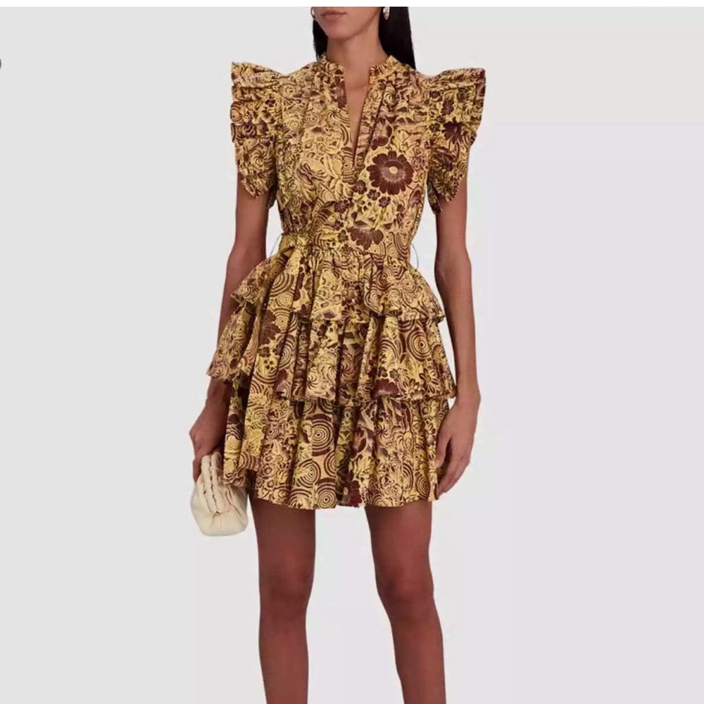 Ulla Johnson Honoria Tiered Printed Poplin Mini Dress